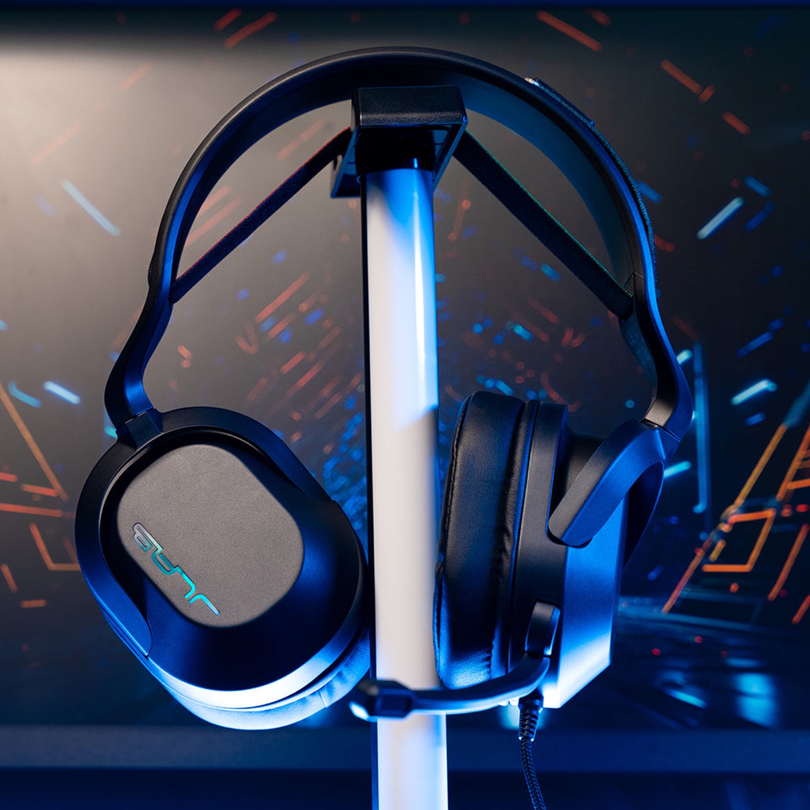 Nightfall gaming headset on a stand