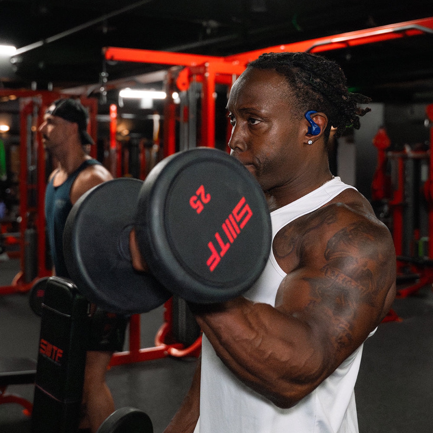 JBuds Sport ANC 4 earbuds in use